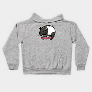 Fat tapir playing surf skate Kids Hoodie